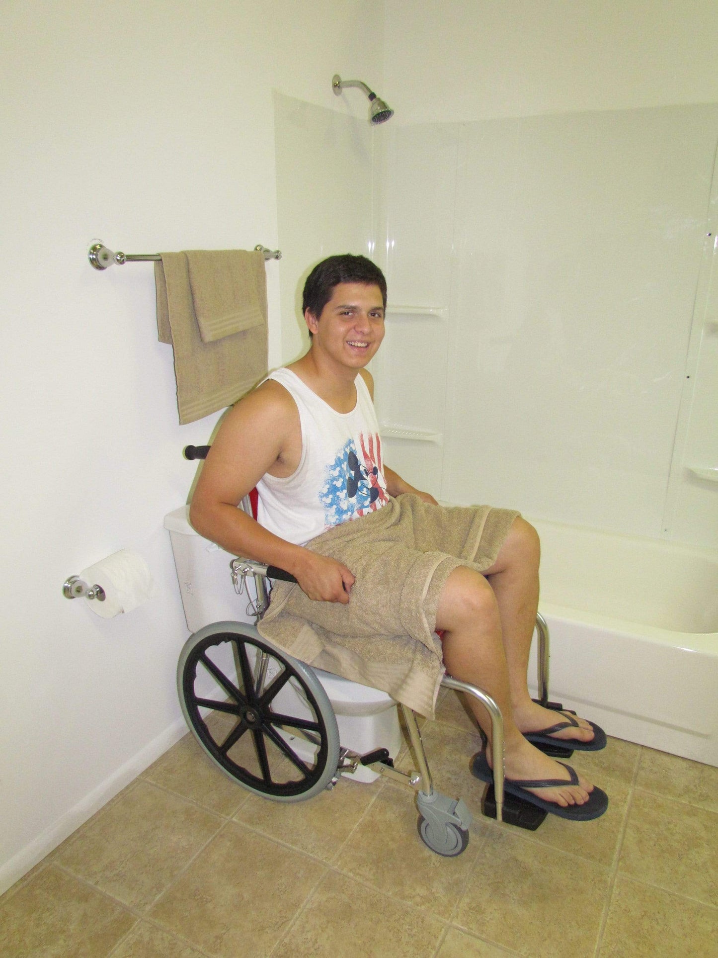 Portable Commode Shower Wheelchair - Self-Propel