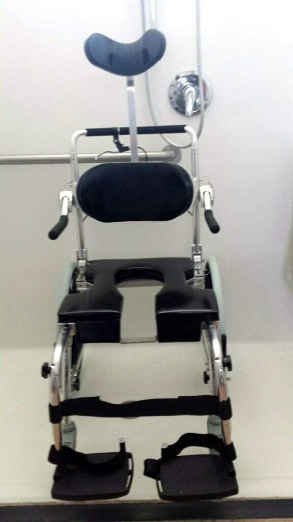 GO-ANYWHERE COMMODE 'N SHOWER CHAIR W/ 20" WHEELS - ADJUSTABLE (SP-A)