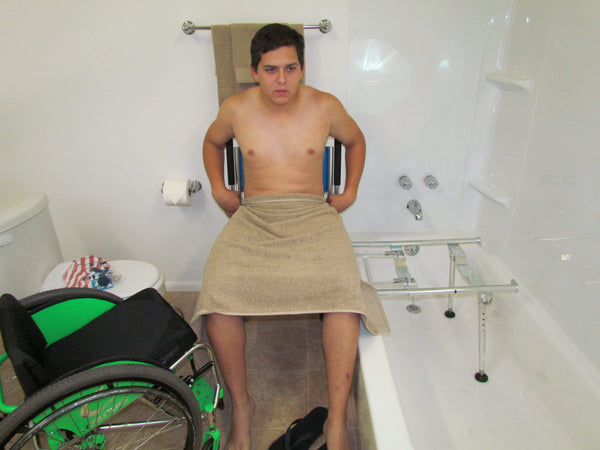 Portable Folding Commode Shower Tub Chair | Tub Slider – Go Mobility ...