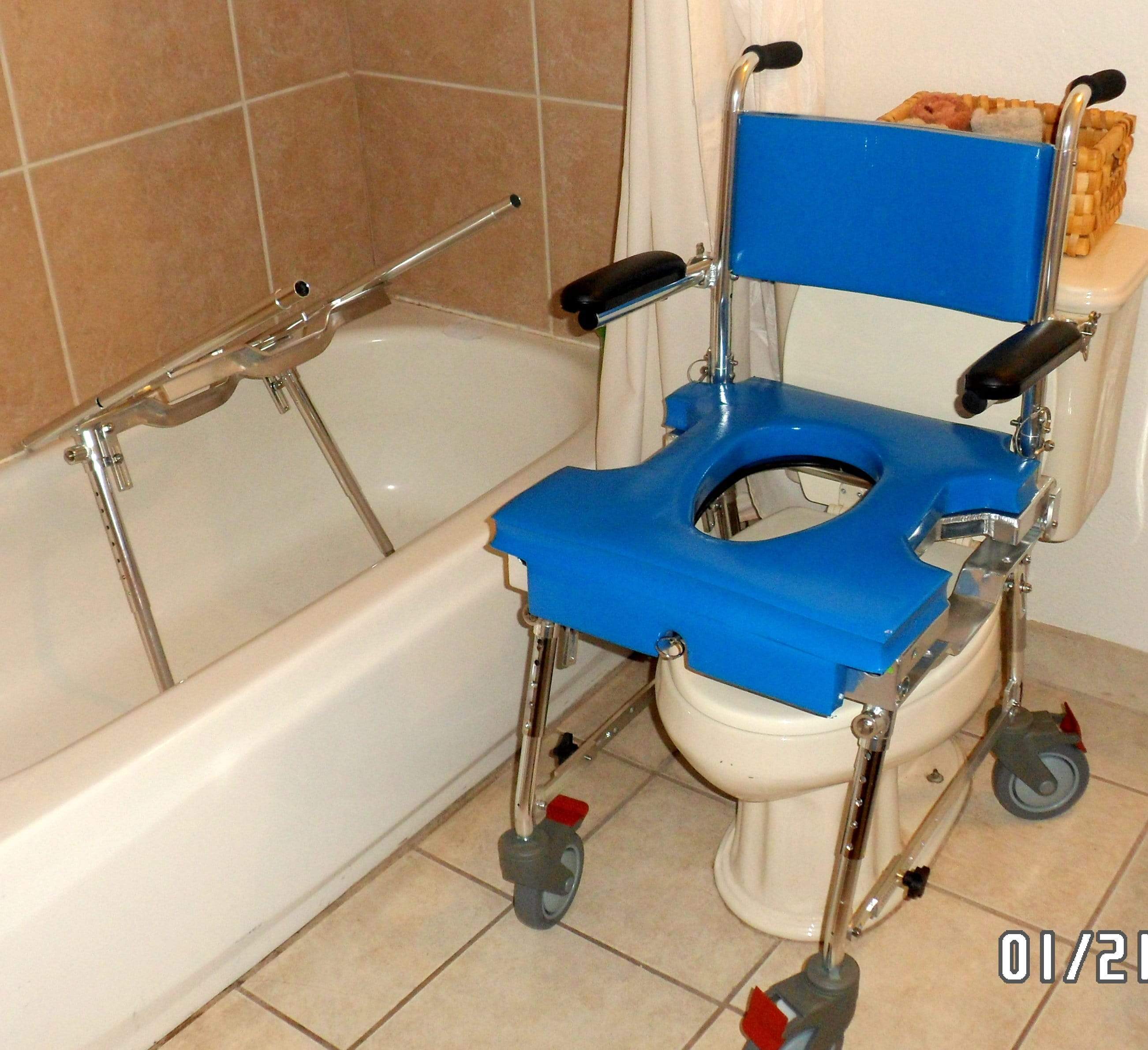 Portable Folding Commode Shower Tub Chair | Tub Slider - Go Mobility ...