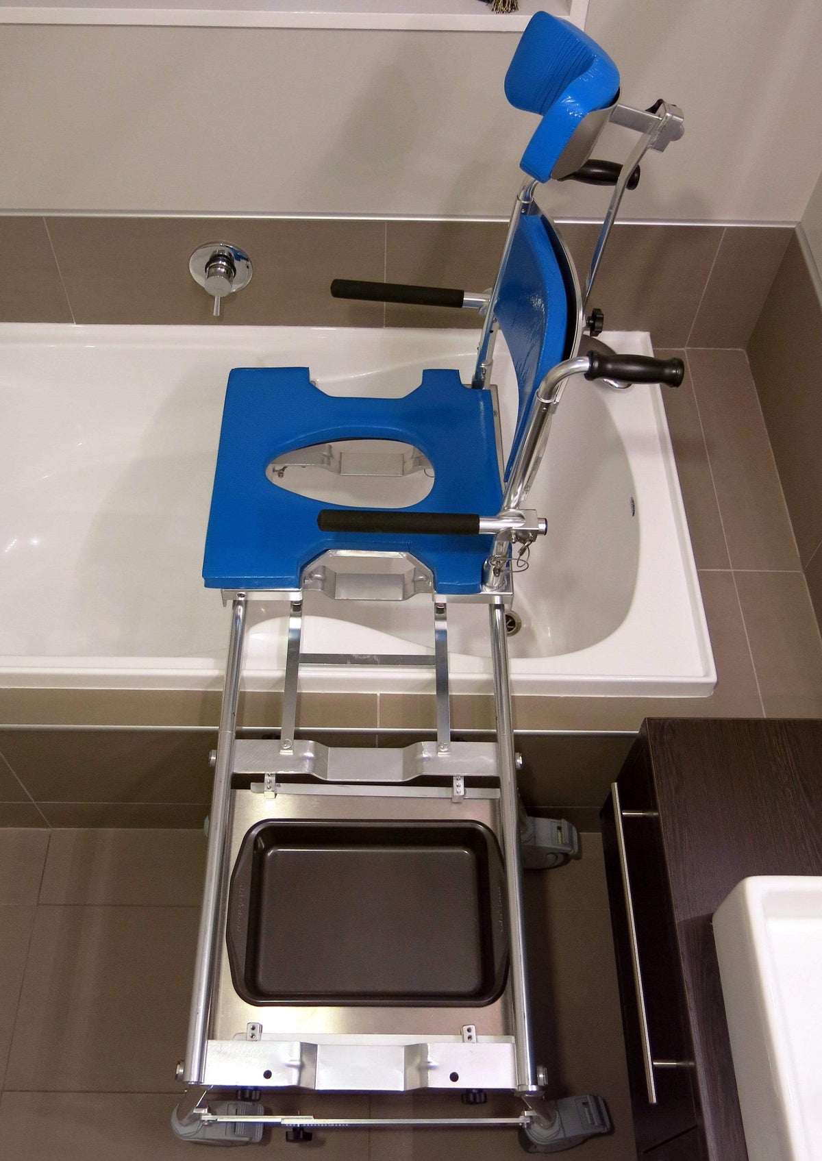 Portable Folding Commode Shower Tub Chair | Tub Slider – Go Mobility ...