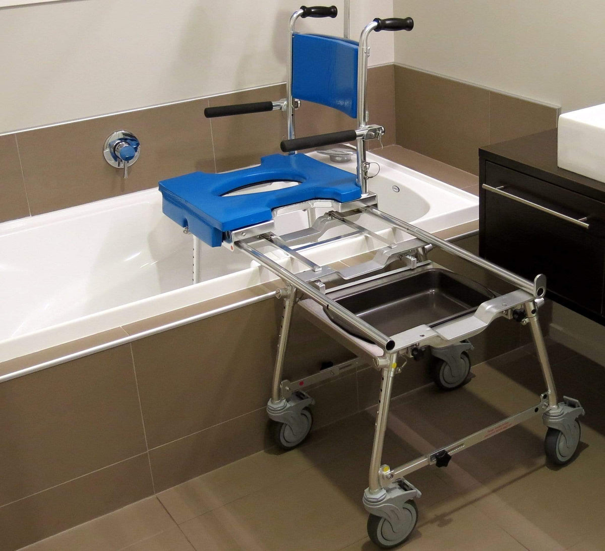 Portable Folding Commode Shower Tub Chair | Tub Slider – Go Mobility ...